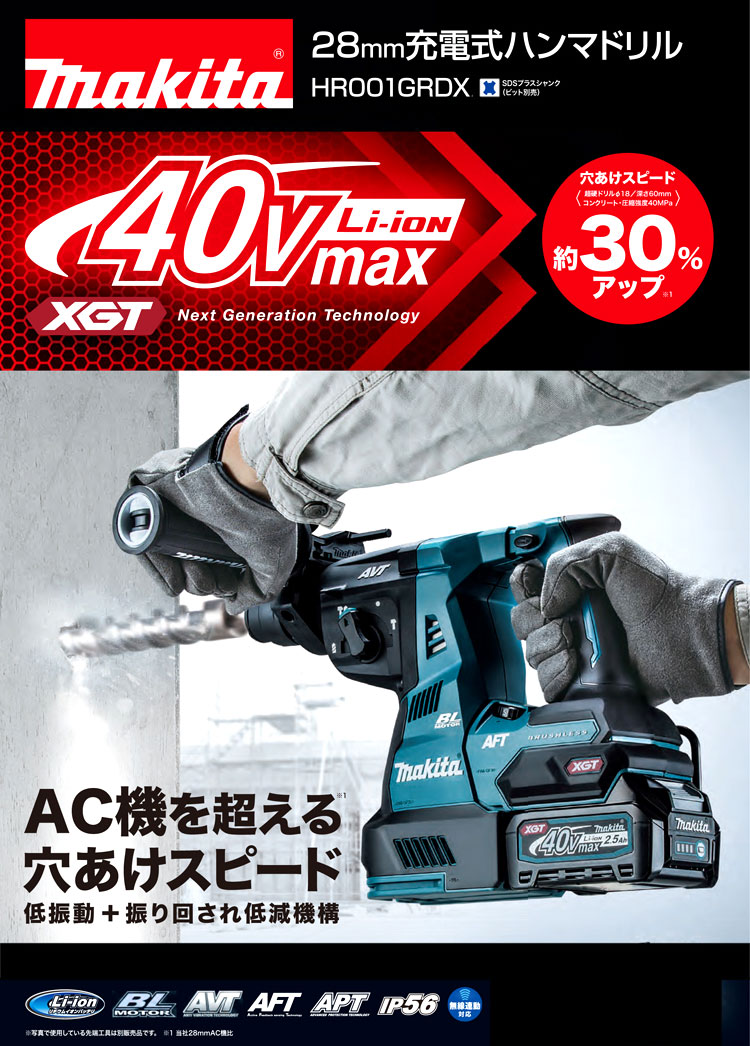 36V【2.5Ａｈ電池付】28mm40Vmaxハンマドリル