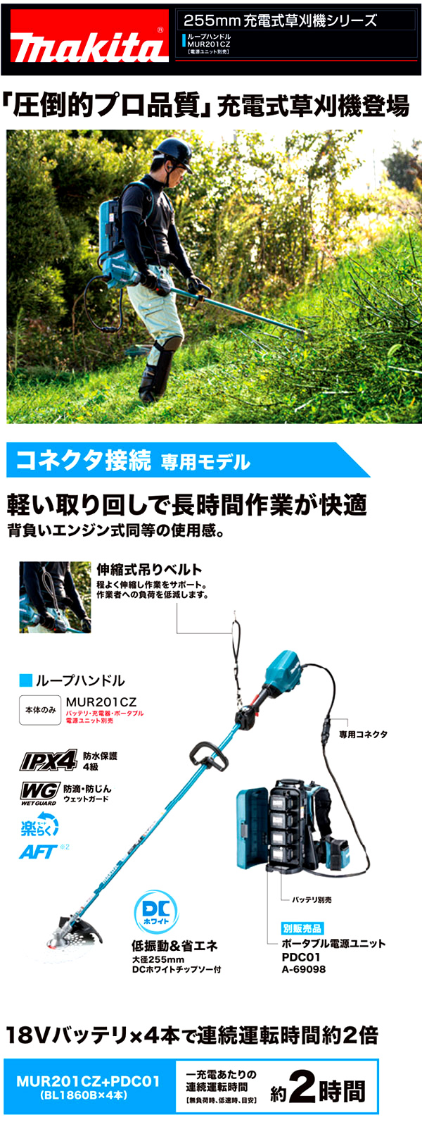 36V255mm充電式草刈機(コネクタ接続専用)