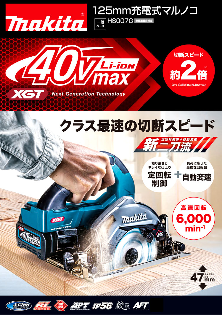 125mm 36V【2.5Ah電池付】40Vmaxマルノコ一般ベース（一体式）