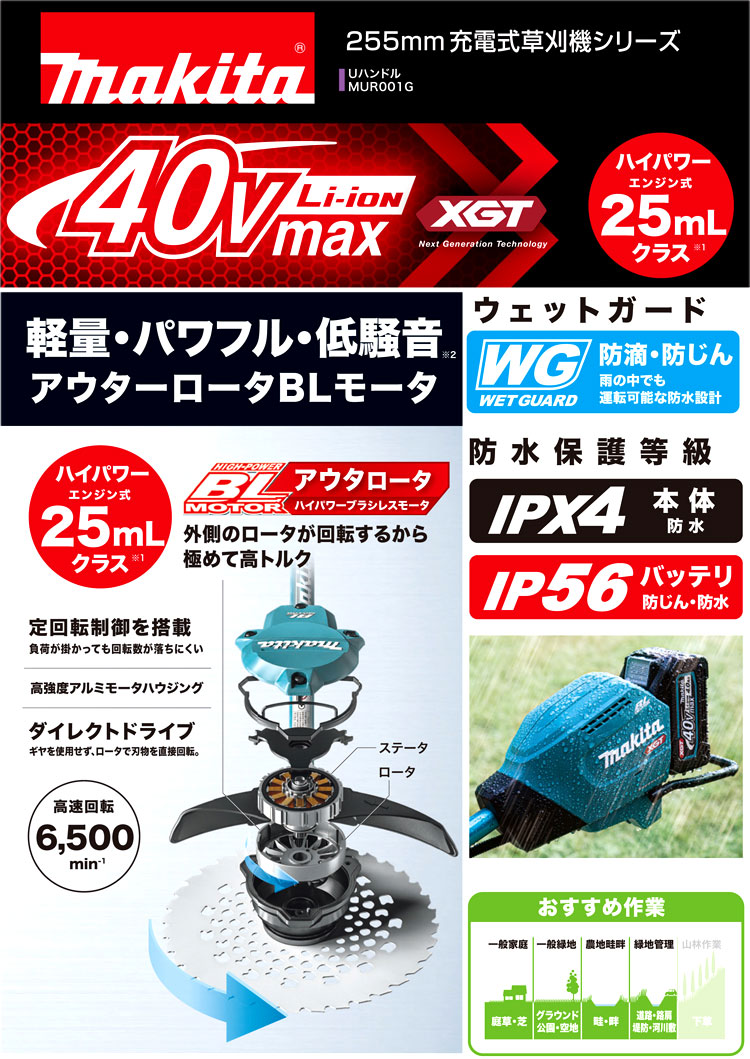 最大73%OFFクーポン カナジン 店 マキタ 40Vmax充電式草刈機 2グリップ MUR004GRM バッテリBL4040 急速充電器DC40RA付  草刈刃φ255mm 40Vmax対応 makita 大型製品