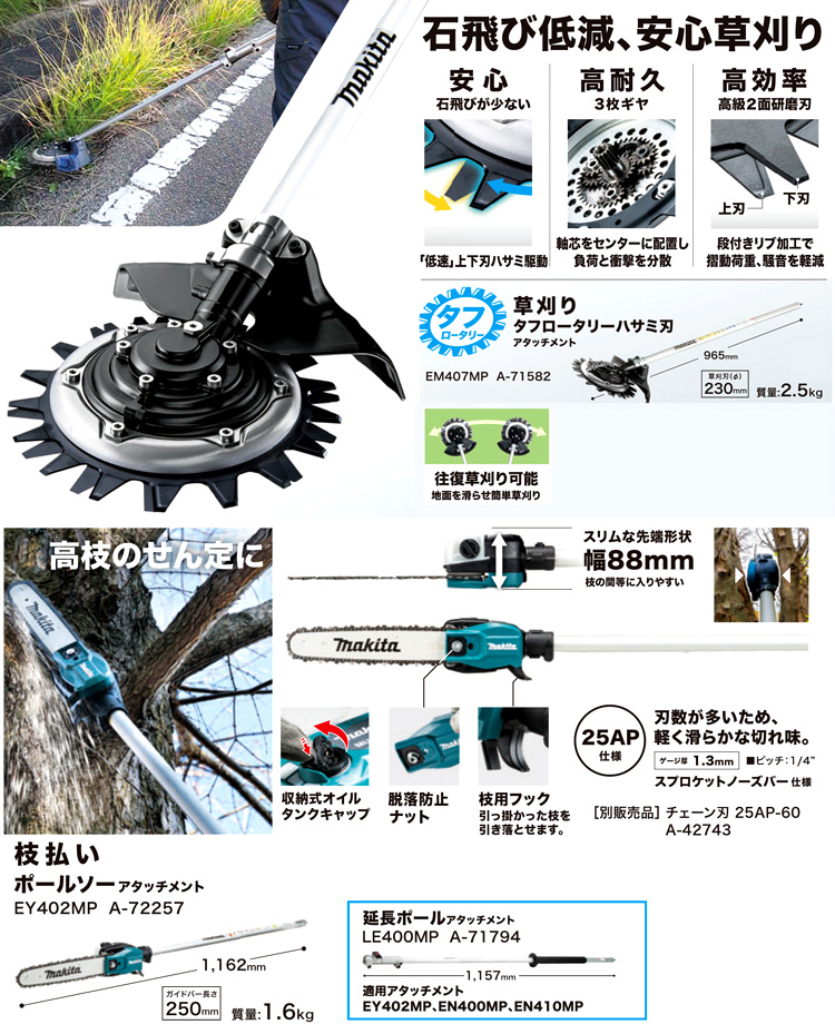 往復送料無料 makita マキタ スプリットアタッチメント カルチベータアタッチメント A-67309 KR401MP 耕うん幅220mm  充電式スプリットモータ用 分割式