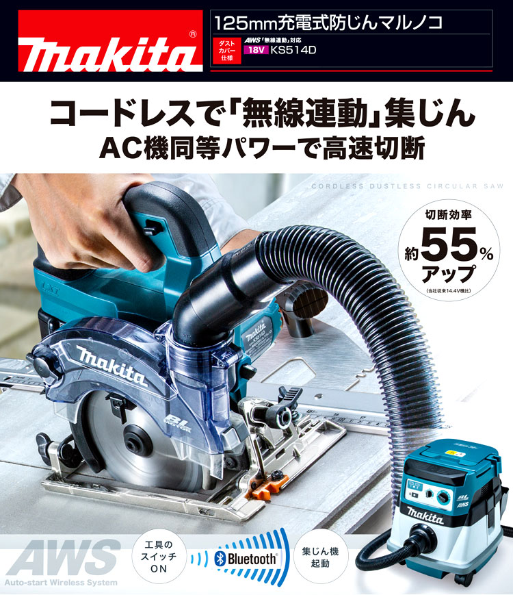 マキタ125mm防じんマルノコ集塵機セット-