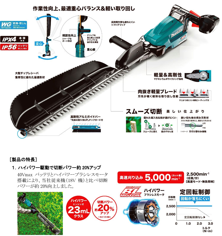 マキタ makita 500ミリ充電式片刃ヘッジトリマ MUH010GRDX 1点