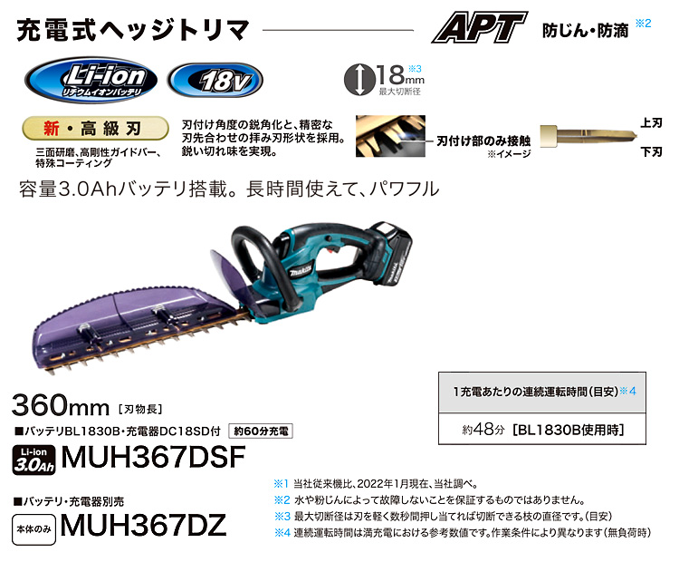 マキタ MUH468DRG 460mm充電式生垣バリカン 18V(6.0Ah)×1 セット品 コードレス ◆ - 1