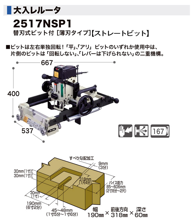 マキタ ◇大入レルーター〔ストレートビット付〕 2517NSP1 / 大入れ