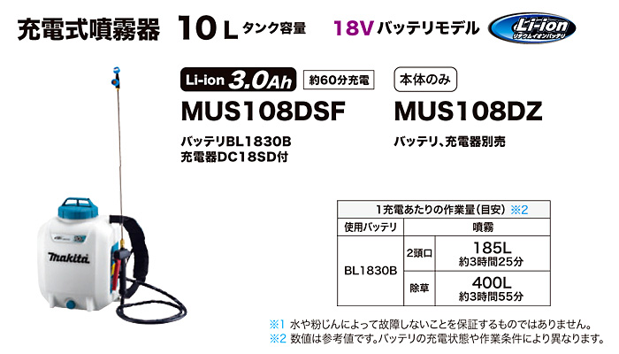 (代引不可)makita マキタ MUS054DSF 充電式噴霧器 バッテリBL1830B 充電器DC18SD付 (F) - 4