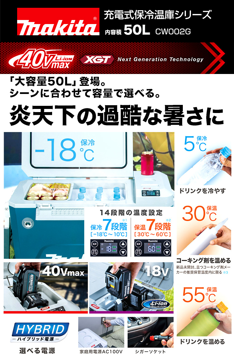 〔50リットル〕40Vmax・18V対応充電式保冷温庫