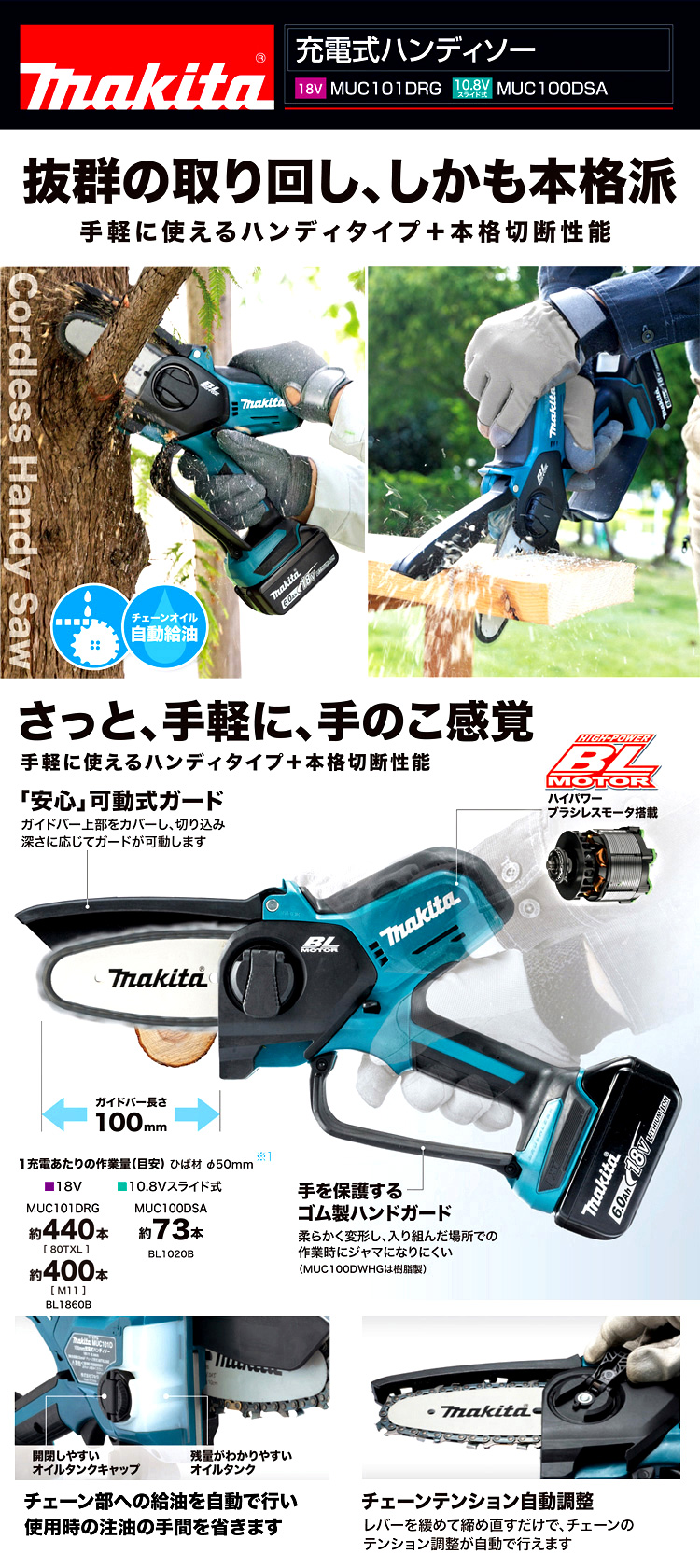 makita マキタ 充電式ハンディソー MUC101DRG 充電器 バッテリー