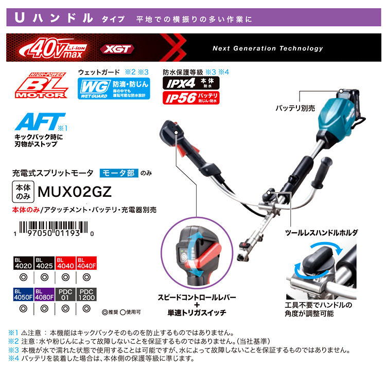 36V40Vmaxスプリットモータ(Uハンドル)【本体のみ】