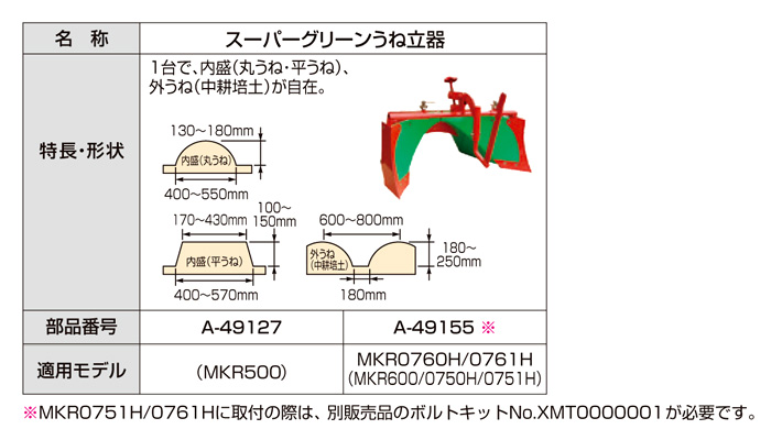 マキタ(makita) 管理機用スーパーグリーン畝立器スーパーグリーンうね立器 A-49127 - 1