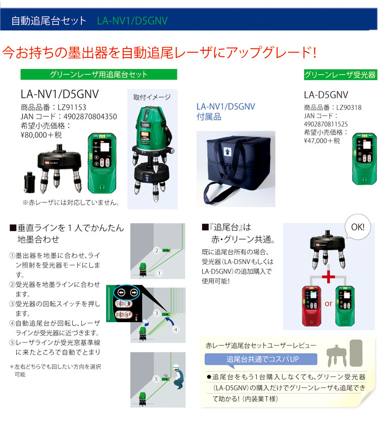 MAX グリーンレーザー自動追尾台・受光器セット LA-NV1/D5GNV