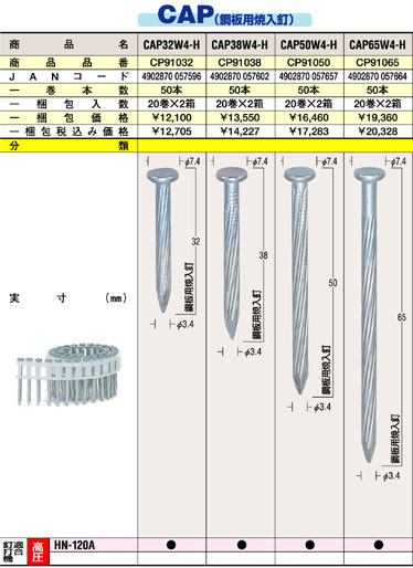CAP マックスHN-120A用 鋼板釘