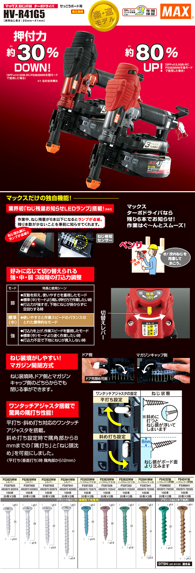 ☆新作入荷☆新品 □MAX 高圧ねじ打機 ターボドライバ HV-R41G5-G
