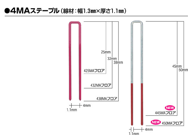 MAX 4MAフロア 各社共通 ステープル【特殊接着剤付】 432MAフロア(N ...