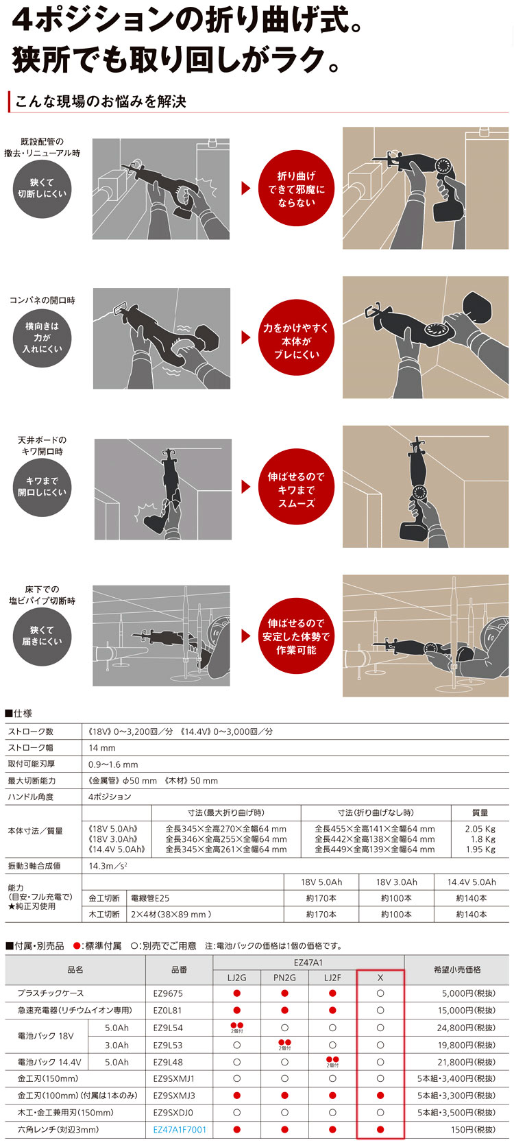 Dual充電レシプロソー【本体のみ】（14.4V・18V兼用）