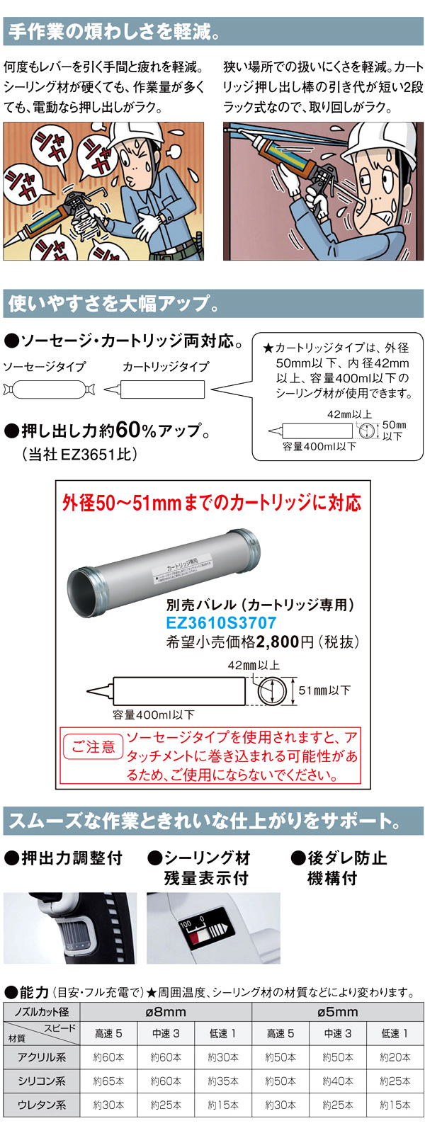 パナソニック 3.6V充電シーリングガン EZ3610X-H / シーリングガン