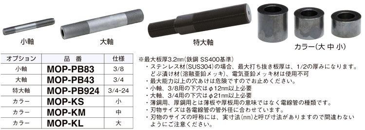マーベル MOP-2G 油圧フリーパンチ(厚鋼電線管用刃物セット) - 2