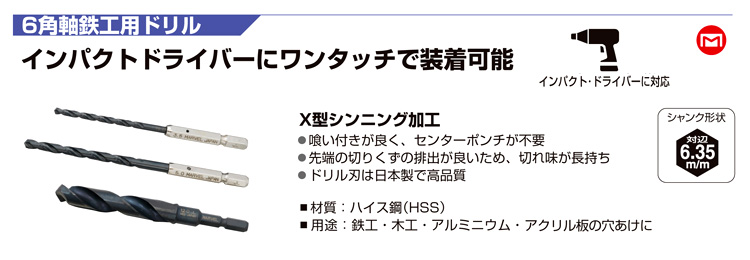 六角軸鉄工用ドリル