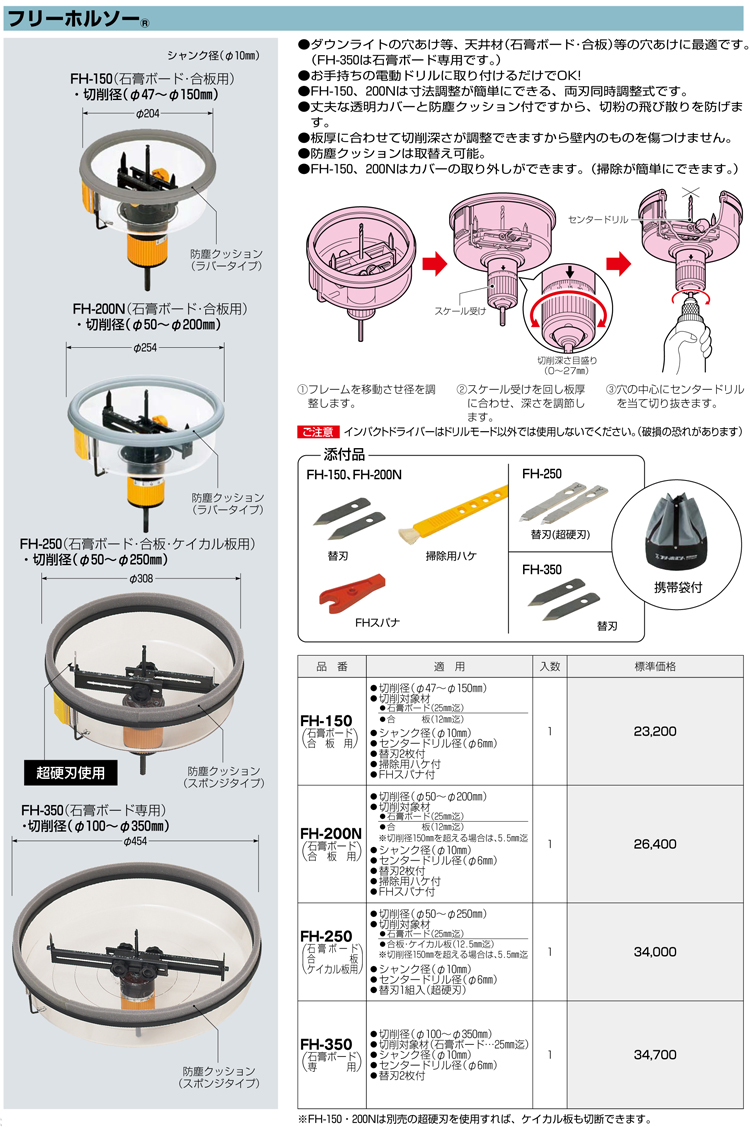 未来工業 フリーホルソー FH-150 / 自在錐 / 電動工具用 刃物 | 電動