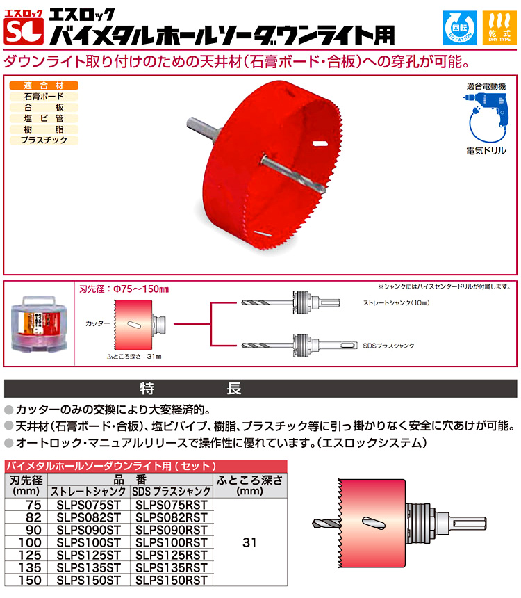 引き出物 SLBI053 ミヤナガ Φ53 S-LOCK バイメタルホールソー 電動工具