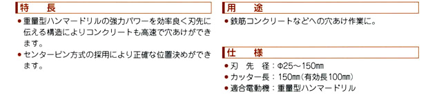 ミヤナガ:ハンマー用コア セット 65 MH65 電動工具