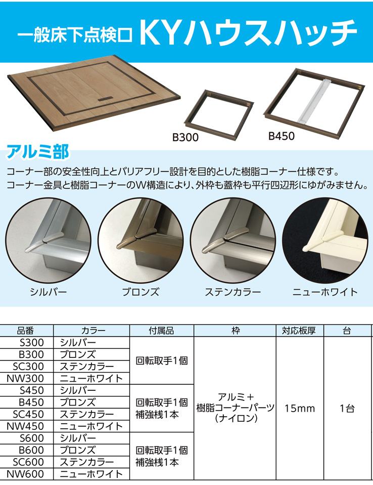 水上金属 一般床点検口（室内用）ＫＹハウスハッチ S300KY / 床下点検口 / 建築内装資材 | 電動工具の道具道楽