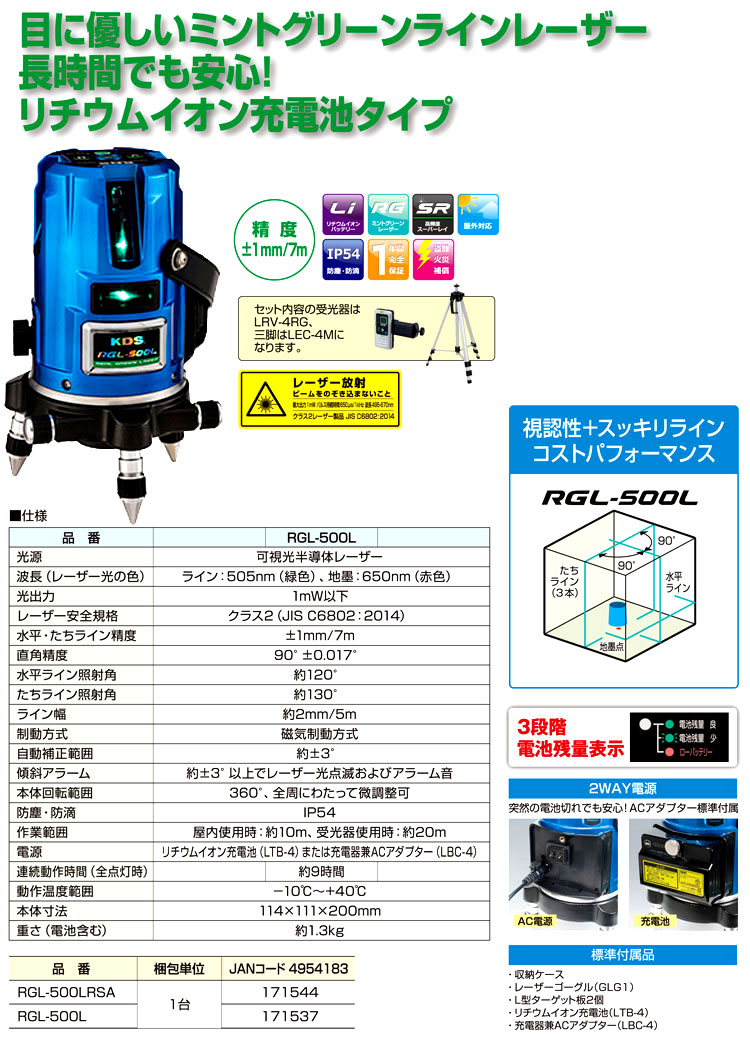 〔充電池仕様〕スーパーレイ　ミントグリーンレーザー