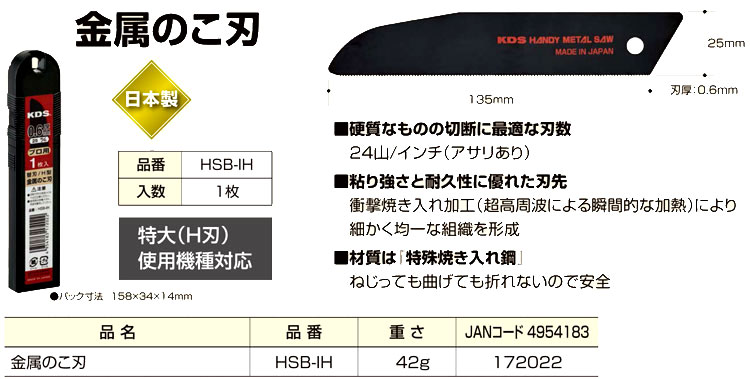 金属のこ刃