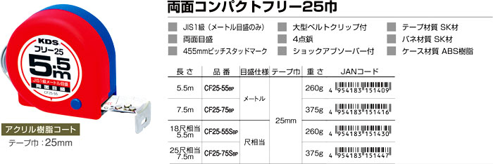 両面コンパクトフリー25巾