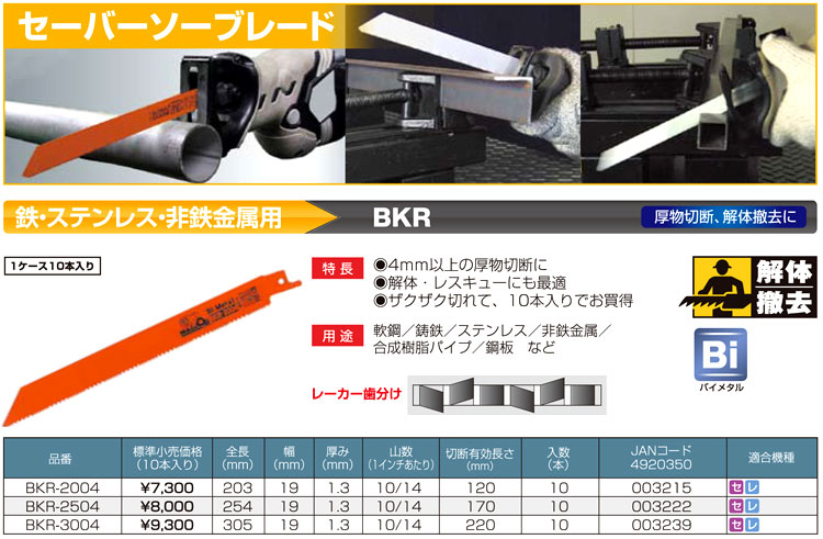 バイメタルセーバーソーブレード〔鉄・ステンレス・非鉄金属用〕