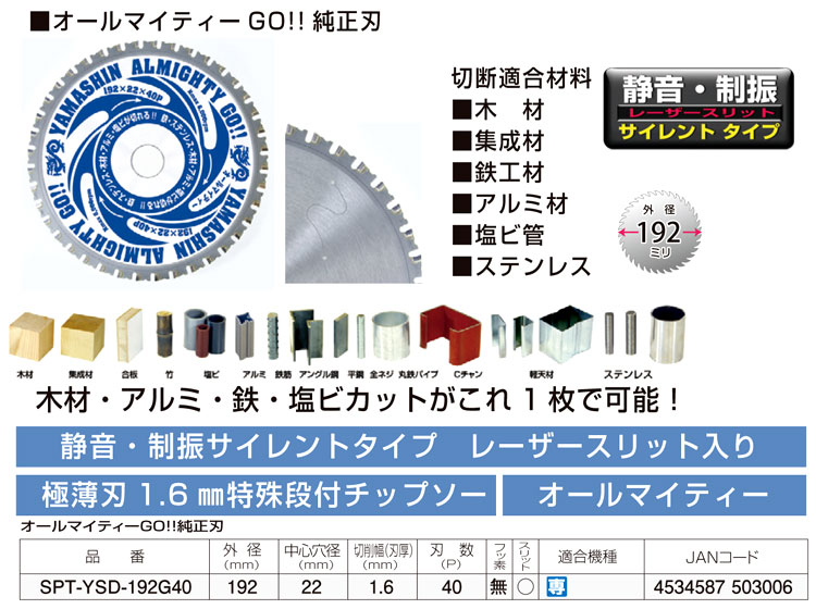 多種材チップソー切断機オールマイティーGO専用チップソー