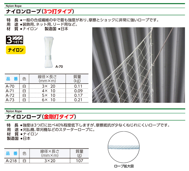ナイロンロープ(短カット)