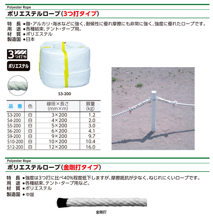 ポリエステルロープ(巻物)