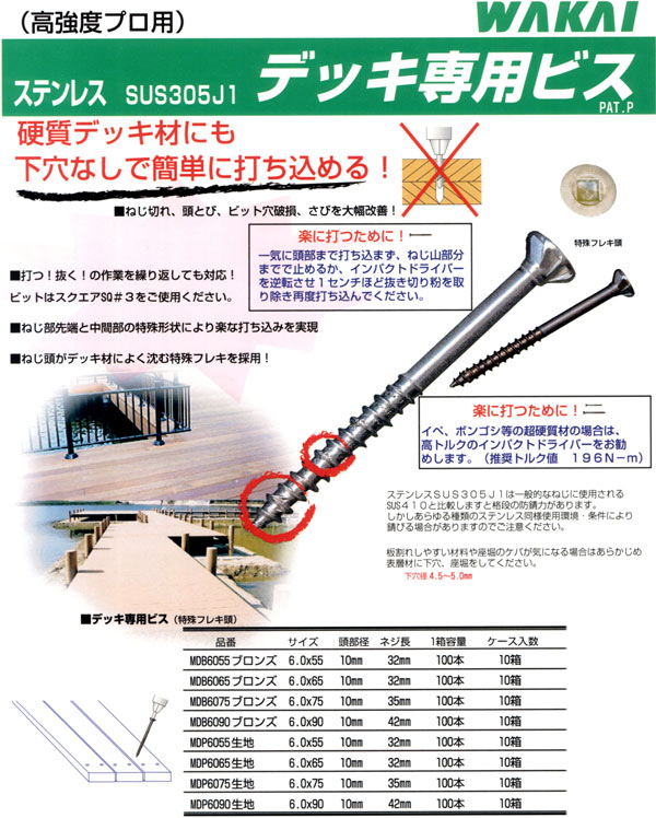 ステンレスデッキ専用ビス