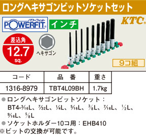 パワーフィットロングヘキサゴンビットソケット