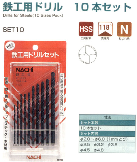 ストレートドリルセット品 10本セット