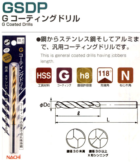 Ｇコーティングドリル　ＢＰ