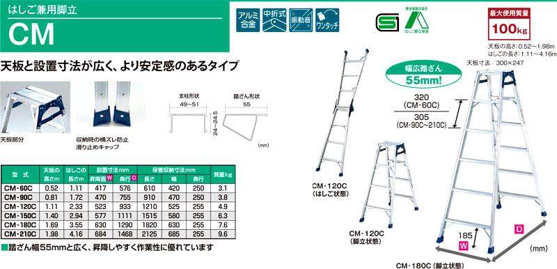 反物 浴衣 ピカコーポレイション はしご兼用脚立 (天板幅広) CM-120C