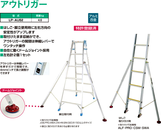 ピカ 【ピカはしご・脚立オプション】アウトリガー LP-AUS2 / 脚立